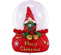 Celebright Christmas Musical Snow Globe - Plays 8 Songs Including Jingle Bells & Lights Up With Changing LED Colours - Large 14cm (Gonk with Wreath)