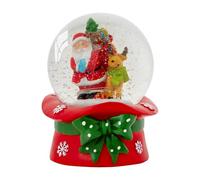 Celebright Christmas Musical Snow Globe - Plays 8 Songs Including Jingle Bells & Lights Up With Changing LED Colours - Large 14cm (Santa & Rudolph on Festive Hat)