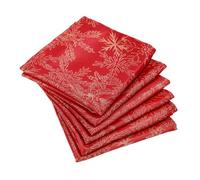 Celebright Christmas Pack of 6 Napkins - Square 17 x 17 Inches (43 x 43 cm) - Ideal Xmas Dinner Table Decorative Settings - Metallic Blizzard Snowflake Embossed Design - Red & Metallic Gold