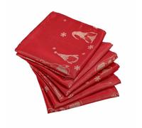 Celebright Christmas Pack of 6 Napkins - Square 17 x 17 Inches (43 x 43 cm) - Ideal Xmas Dinner Table Decorative Settings - Metallic Gonk Theme Embossed Design - Red & Metallic Gold