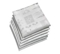 Celebright Christmas Pack of 6 Napkins - Square 17 x 17 Inches (43 x 43 cm) - Ideal Xmas Dinner Table Decorative Settings - Metallic Christmas Theme Embossed Design - White & Metallic Silver