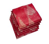Celebright Christmas Pack of 6 Napkins - Square 17 x 17 Inches (43 x 43 cm) - Ideal Xmas Dinner Table Decorative Settings - Metallic Christmas Tree Embossed Design - Red & Metallic Gold