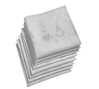 Celebright Christmas Pack of 8 Napkins - Square 17 x 17 Inches (43 x 43 cm) - Ideal Xmas Dinner Table Decorative Settings - Metallic Gonk Theme Embossed Design - White & Metallic Silver