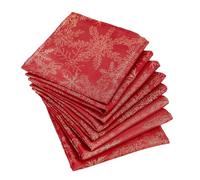Celebright Christmas Pack of 8 Napkins - Square 17 x 17 Inches (43 x 43 cm) - Ideal Xmas Dinner Table Decorative Settings - Metallic Blizzard Snowflake Embossed Design - Red & Metallic Gold
