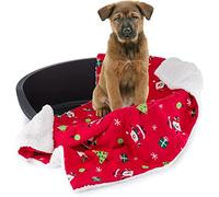 Celebright Christmas Pet Blanket - Luxury Plush Fleece Throw for Dogs Cats or Puppies - 72cm x 110cm - Xmas Design, Machine Washable, Winter Warm, Fluffy & Tough -Santa Red
