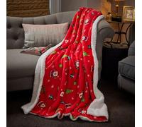Celebright Christmas Sherpa Fleece Throw Fluffy Microfiber Blanket - Santa in Red | Size: 130 cm x 180 cm Celebright Red 130 cm x 180 cm