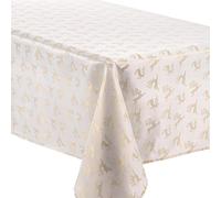 Celebright Christmas Tablecloth Metallic Deer Design 70in x 108in in Cream Celebright Cream