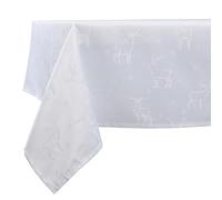 Celebright Christmas Tablecloth - Rectangular 52 x 70 Inches (132 x 178 cm) - Ideal for 4-6 Dinner Place Settings - Deer Embossed Design - White