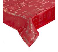 Celebright Christmas Tablecloth - Rectangular 52 x 70 Inches (132 x 178 cm) - Ideal for 4-6 Dinner Place Settings - Metallic Christmas Theme Embossed Design - Red & Metallic Gold
