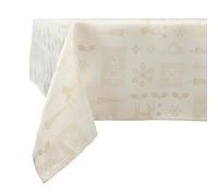 Celebright Christmas Tablecloth - Rectangular 52 x 70 Inches (132 x 178 cm) - Ideal for 4-6 Dinner Place Settings - Metallic Christmas Theme Embossed Design - Cream & Metallic Gold