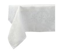 Celebright Christmas Tablecloth - Rectangular 52 x 90 Inches (132 x 228 cm) - Ideal for 4-6 Dinner Place Settings - Metallic Blizzard Snowflake Embossed Design - White & Metallic Silver