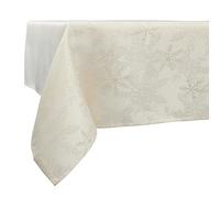 Celebright Christmas Tablecloth - Rectangular 52 x 90 Inches (132 x 228 cm) - Ideal for 4-6 Dinner Place Settings - Metallic Blizzard Snowflake Embossed Design - Cream & Metallic Gold