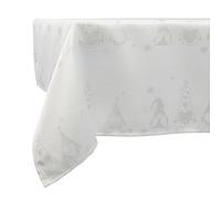 Celebright Christmas Tablecloth - Rectangular 52 x 90 Inches (132 x 228 cm) - Ideal for 6-8 Dinner Place Settings - Metallic Gonk Theme Embossed Design - White & Metallic Silver