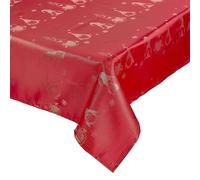Celebright Christmas Tablecloth - Rectangular 52 x 90 Inches (132 x 228 cm) - Ideal for 6-8 Dinner Place Settings - Metallic Gonk Theme Embossed Design - Red & Metallic Gold
