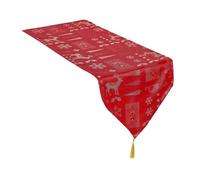 Celebright Christmas Tasselled Table Runner - 13 x 72 Inches (33 x 183 cm) - Ideal Xmas Dinner Table Decorative Settings - Metallic Christmas Theme Embossed Design - Red & Metallic Gold