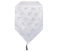 Celebright Christmas Tasselled Table Runner - 13 x 96 inches (33 x 244 cm) - Ideal Xmas Dinner Table Decorative Settings - Embossed Metallic Deer Design - White & Metallic Silver