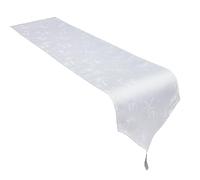Celebright Christmas Tasselled Table Runner - 13 x 96 Inches (33 x 244 cm) - Ideal Xmas Dinner Table Decorative Settings - Deer Embossed Design - White