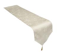 Celebright Christmas Tasselled Table Runner - 13 x 96 Inches (33 x 244 cm) - Ideal Xmas Dinner Table Decorative Settings - Deer Embossed Design - Cream