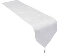 Celebright Christmas Tasselled Table Runner Metallic Blizzard Snowflake 13in x 90in in White Celebright White