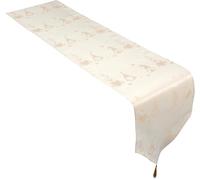 Celebright Christmas Tasselled Table Runner Metallic Gonk Embossed Design 13in x 96in in Cream Celebright Cream