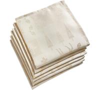 Celebright Metallic Christmas Theme Embossed Design Napkins 17in x 17in in Cream | Size: 6 Pack Celebright Cream 6 Pack