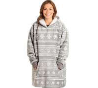 Celebright Oversized Christmas Themed Sherpa Hoodie Wearable Hoodie Sweatshirt Blanket, One Size Fits All Unisex - Nordic Grey, Adult