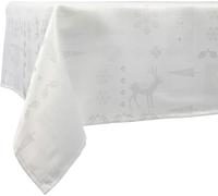 Celebright Tablecloth Metallic Christmas Theme Embossed Design 52in x 70in in White Celebright White