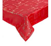 Celebright Tablecloth Metallic Christmas Theme Embossed Design 52in x 90in in Red Celebright Red