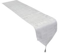 Celebright Tasselled Table Runner Metallic Christmas Theme 13in x 90in in White Celebright White