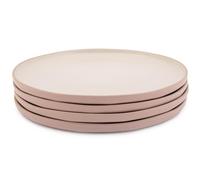 Jamie Oliver Big Love Perfect Plates, Pink and White, Speckled Stoneware Durable, Stackable Everyday Use Plates with Raised Rims, Dishwasher, Microwave, Oven-Safe, Set of 4, 27x27x6CM