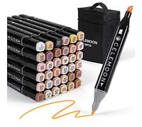 CeleMoon 36 Skin Tone Alcohol Markers - Dual Tip (Fine & Broad Chisel) Permanent Art Pens for Portrait Illustration, Mid-Tone Skin & Hair Shades - Flesh Color for Coloring, Drawing & Sketching