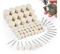 Celepoir 120 Pcs Polishing Wheel Kit, 4 Shape Polishing Buffing Wheel for Dremel, Wool Polishing Wheel Disc with 1/8" Shank Pad, Wool Felt Polishing Pads for Watch, Jewelry, Metal, Stone Polishing