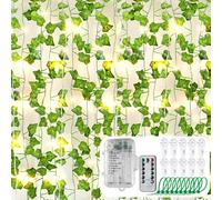Celepoir 5 m 50 LED Vines with Fairy Lights, IP65 Light up Foliage | Ivy Fairy Lights with Remote & Non-Trace Hook, Waterproof, for Wedding, Party, Garden, Home, Christmas Room Decor