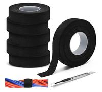 Celepoir 6 Rolls Wiring Loom Tape, 19mm x 15M Cloth Electrical Fabric Tape | with Craft Knife, Heat Resistant Insulation Tape, Black Electric Tape for Auto Electric Wire Fixed, Electric Wires Management