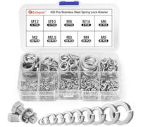 Celepoir 650 Pcs Spring Lock Washers, Spring Washers Stainless, Rectangular Springsplit Locking Washer, Spiral Split Washer for Tightening Screw, DIN 127 Form B, M2 M2.5 M3 M4 M5 M6 M8 M10 M12 M14