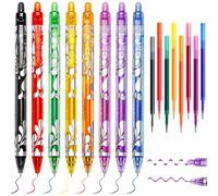 Celepoir 8 PCS Erasable Gel Pens with Refill, 0.5mm Rub out Pens with Rubbers on the End, Smooth Writing Eraser Pen Coloured for Adults Homeschoolers Office Workers Home Office(8 Assorted Colors)