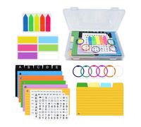 Celepoir Flash Cards, 450 Pcs Colored Index Cards, 5x3 Inch Revision Cards, with 350 Record Cards, 100 Arrow Indexcard, 5 A-E Indexes, Rings, Stickers & Labels, for Taking to do List Memo (125x76 mm)