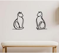 Celercrownv Minimalist Cat Metal Wall Art - 2 Pcs Cute Line Art Cat Silhouette Decorations for the Home Indoor & Outdoor Decor