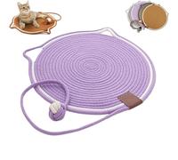 Celery Pets Dual Scratching Pad, Cat Scratching Mat Natural Cotton Rope Cat Scratching Pad, Cat-Shaped Cat Rope Cat Scratching Board Interactive Ball Cat Scratching Mat for Indoor (Purple, L)