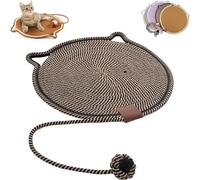 Celery Pets Dual Scratching Pad, Cat Scratching Mat Natural Cotton Rope Cat Scratching Pad, Cat-Shaped Cat Rope Cat Scratching Board Interactive Ball Cat Scratching Mat for Indoor (Black, L)