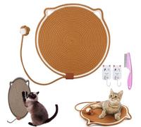 Celery Pets Dual Scratching Pad, Dual Scratching Pad with Ball, Natural Cotton Rope Cat Scratching Pad, 16.9/19.7in Cat Scratcher Mat for Wall, Couch, Carpets, Sofas (Caramel with ball, 50cm)