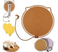 Celery Pets Dual Scratching Pad, Scratching Pads for Indoor Cats, Cat Scratching Mat Natural Cotton Rope Cat Scratching Pad, Large Size Cat Bed Cat Scratching Board with Cat Toy (Brown, 19.5in)