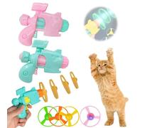 Celery Pets Light-Up Flying Disc Cat Launcher Set,Sky Chase Cat Toy,with Colorful Flying Propellers Set,Pet Flying Launcher Toy,Kitten Playing Tracking Interactive Fetch Toys for Chasing Training Hunt