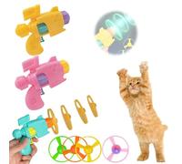 Celery Pets Light-Up Flying Disc Cat Launcher Set,Sky Chase Cat Toy,with Colorful Flying Propellers Set,Pet Flying Launcher Toy,Kitten Playing Tracking Interactive Fetch Toys for Chasing Training Hunt