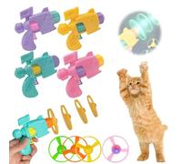 Celery Pets Light-Up Flying Disc Cat Launcher Set,Sky Chase Cat Toy,with Colorful Flying Propellers Set,Pet Flying Launcher Toy,Kitten Playing Tracking Interactive Fetch Toys for Chasing Training Hunt