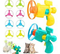 Celerypet Light-Up Flying Disc, 2PCS Cat Launcher Set Interactive Flying Disc Cat Fetch Toy, Cats Palying Tracking Interactive Toys, Flying Disc Launcher Outdoor Toys for Cats, Random Color