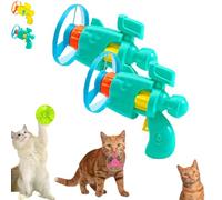 Celerypets Light-Up Flying Disc Cat Launcher Set, Celerypets Cat Fetch Toy with Colorful Flying Propellers Set, Cats Playing Tracking Interactive Toys for Chasing Training Hunting (Green*2)