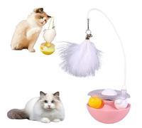 CeleryPets Wobble Pet Toy with Feather & Catnip, Interactive Play Design with Dual Rolling Balls 360° Rotation, Bells & Feather Teaser for Indoor Cats Exercise, Fun Breed (Pink)
