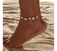 Celesta Luxe 18k Gold Plated Pearl Charm Celestial Anklet Luxe Tones Multi One Size