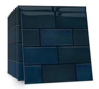 Celestdeco 2D Navy Blue Self Adhesive Wall Tiles,10 Sheet Peel and Stick Tiles for Bathroom and Kitchen,Waterproof Adhesive Wall Tiles and Bathroom Tile Stickers 30x30cm